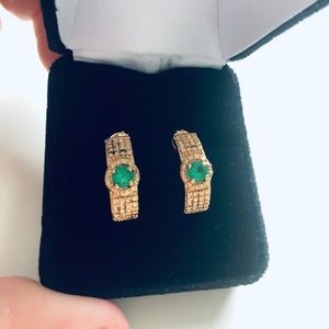 Emerald Green Zirconia Earrings 18K Gold Plated